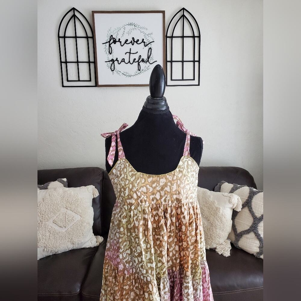 Juliet Dunn Tie Dye 70's Leopard Print Midi Sundress Boho Chic Size 3 US 8/10 - Picture 10 of 15
